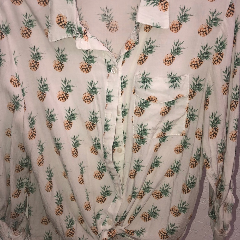 Pineapple Button Tie Top
